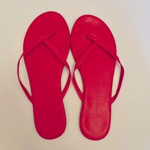 These flip flop sandals are LC Lauren Conrad and are a size 6. They are Hot Pink